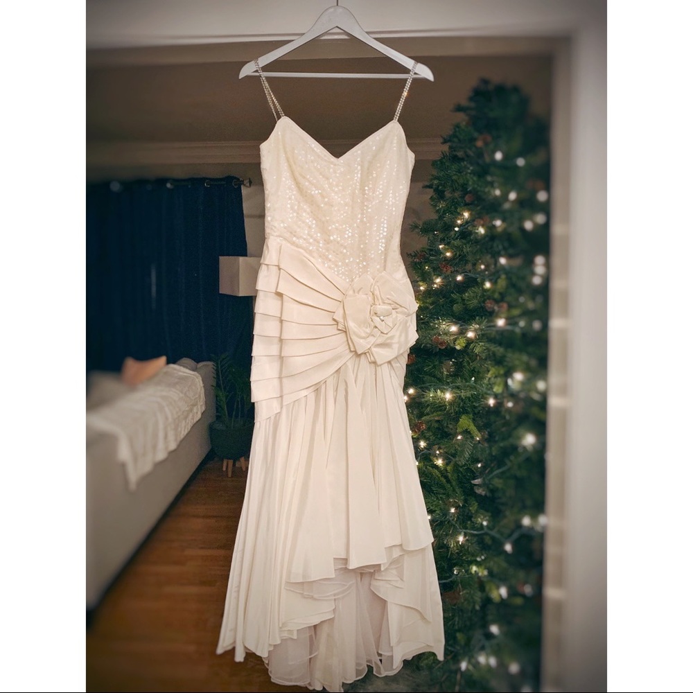 Vintage Lillie Rubin White Sequin Mermaid Dress